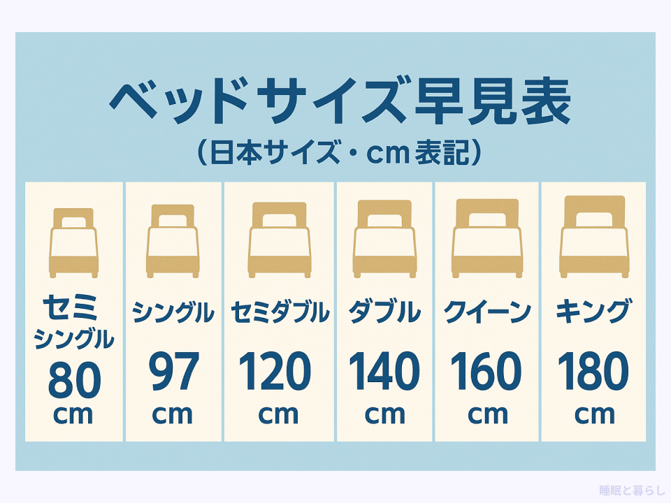 ベッドサイズ一覧表
