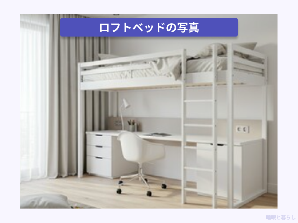 ロフトベッドを部屋に置いた様子