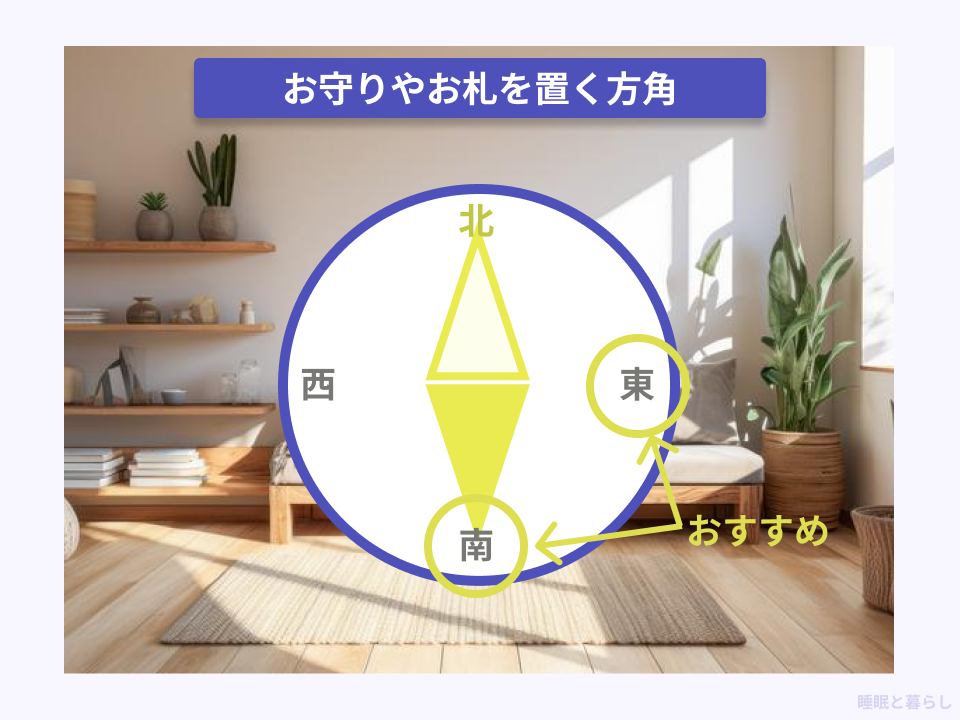 お守りやお札を飾る正しい向きの画像