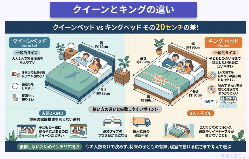 クイーンとキングの違いを説明した図解