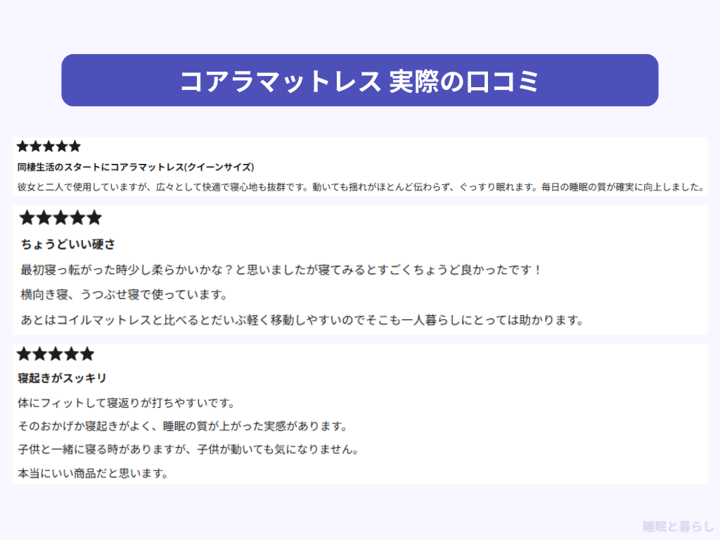 コアラマットレスのよい口コミ