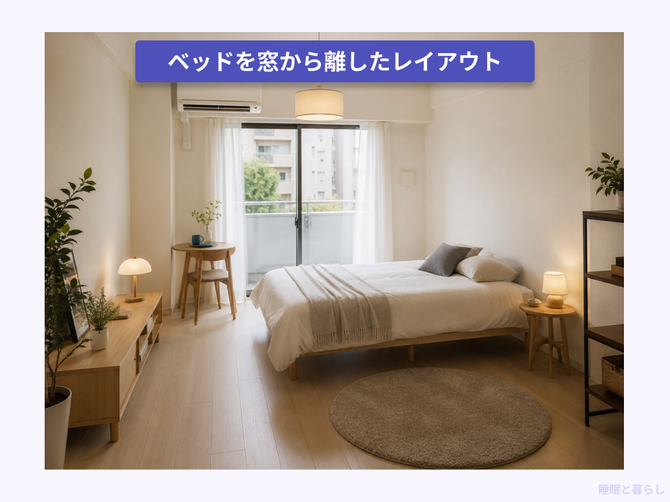 ベッドを窓から離したレイアウト画像