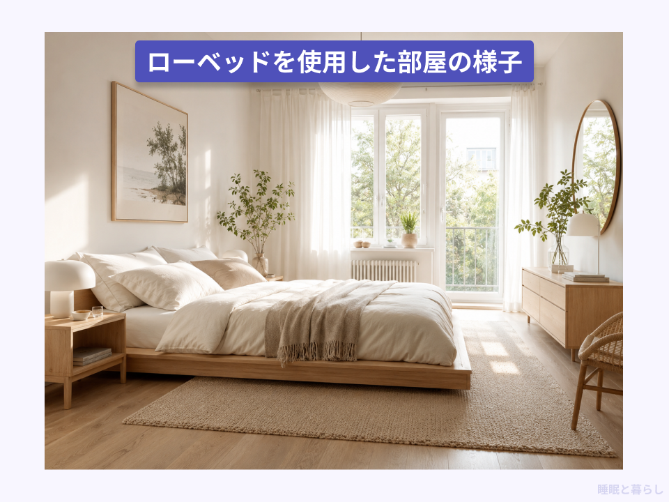 ローベッドを部屋に置いた様子