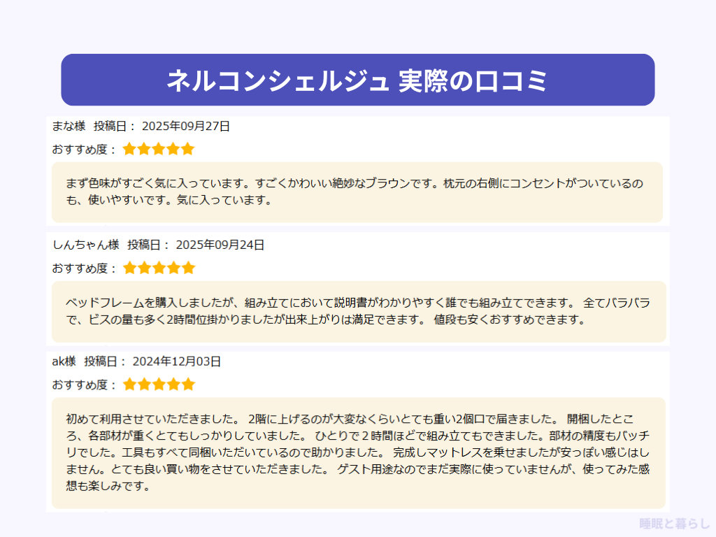 ネルコンシェルジュのよい評判
