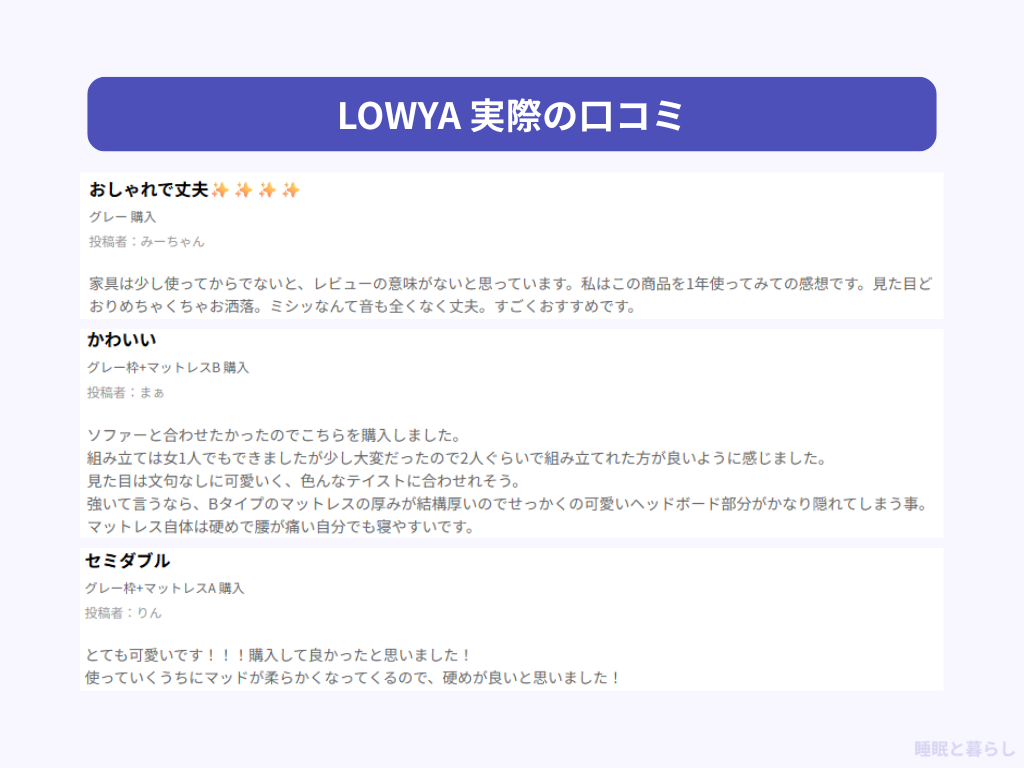 LOWYAのよい評判