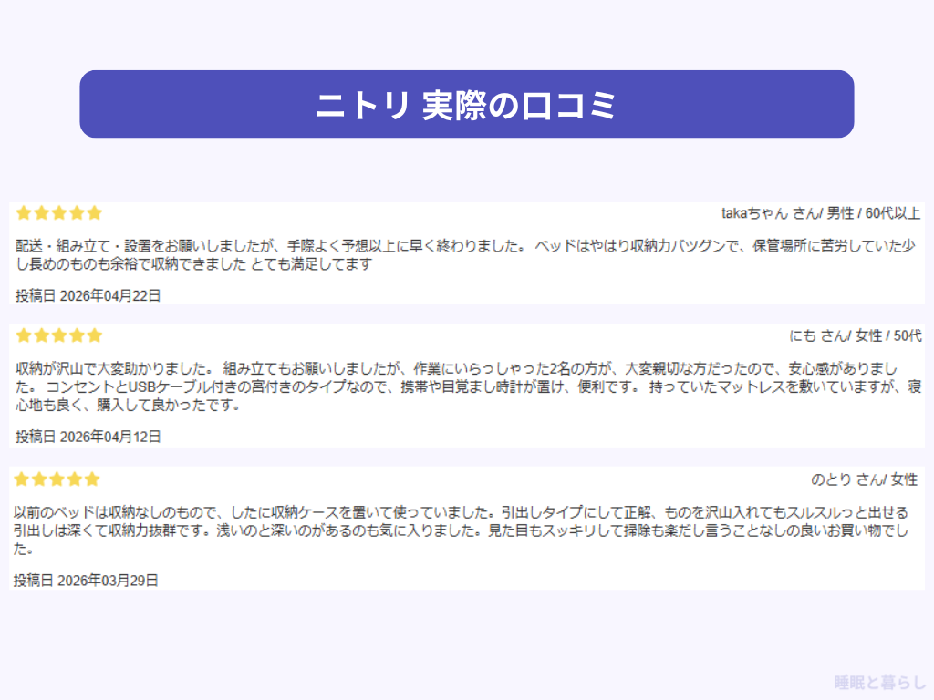 ニトリのよい評判
