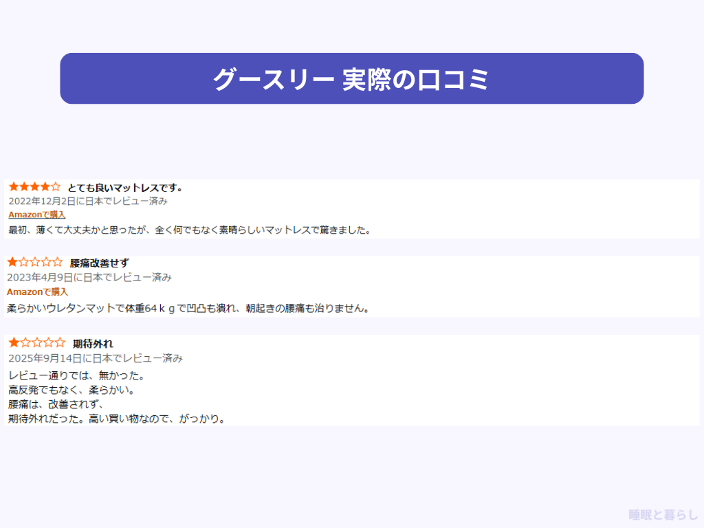 グースリーのマットレスの気になる評判