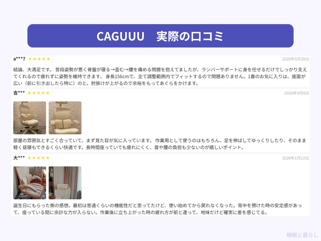 CAGUUUのオフィスチェアの評判