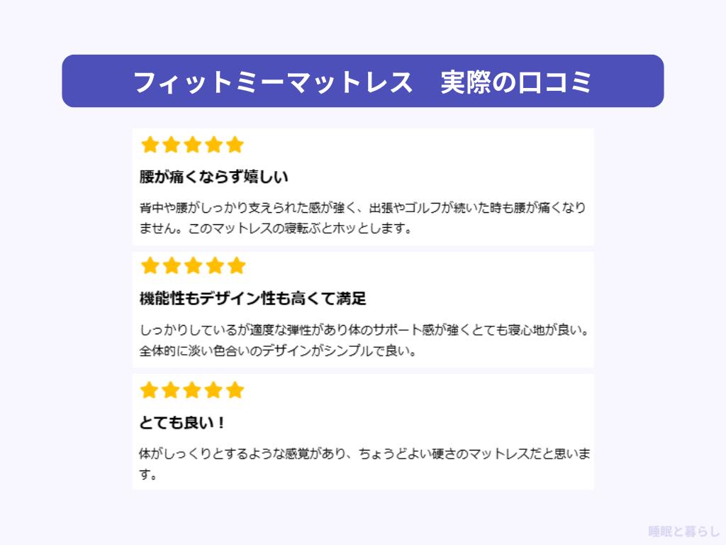 フィットミーマットレス スタンダードのよい評判