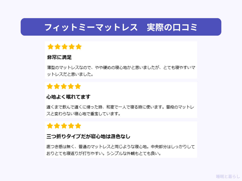 フィットミーマットレス 薄型三つ折りのよい評判