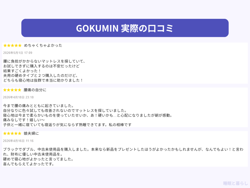 GOKUMINのよい評判