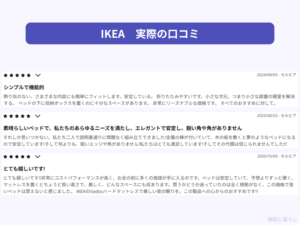 IKEAのベッドのよい評判