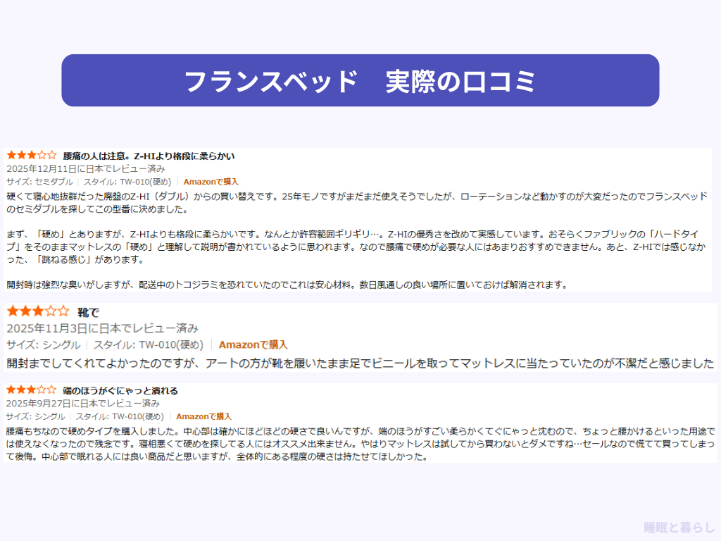 フランスベッドのマットレスの気になる評判
