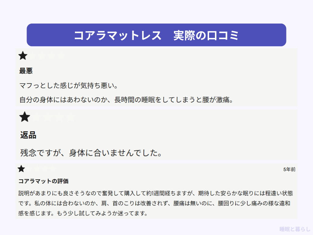 コアラマットレスの気になる評判