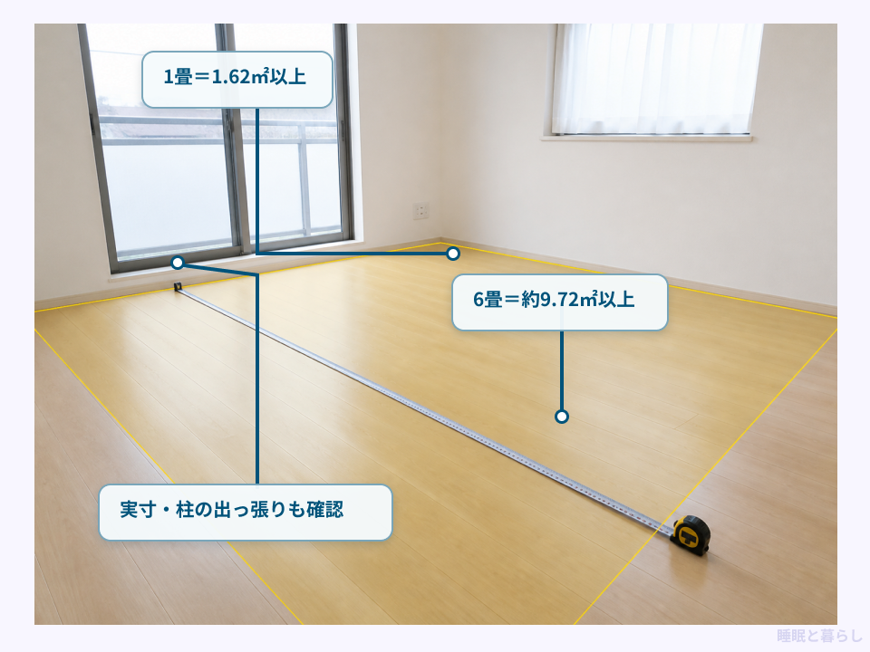 不動産広告における6畳の床面積と実寸確認のポイント