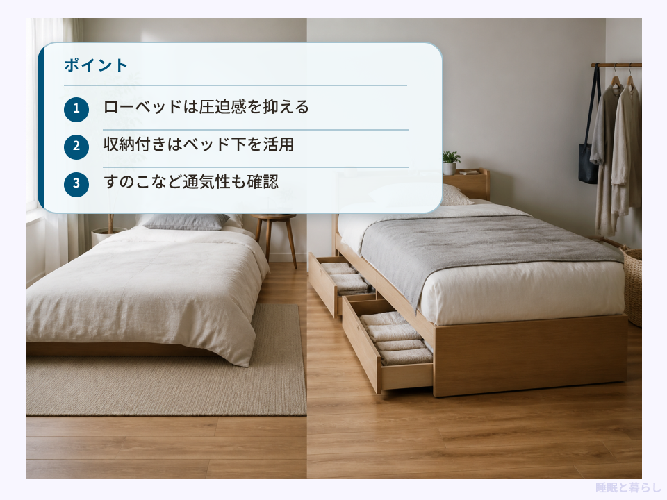 ローベッドと収納付きベッドの特徴