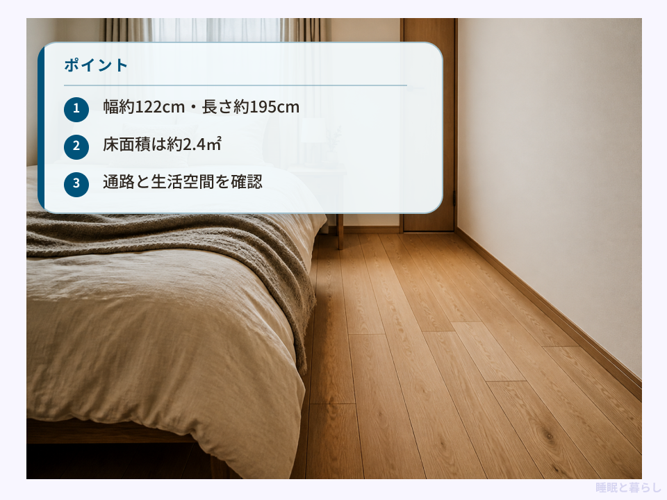 6畳相当の洋室にセミダブルベッドを置いた場合のサイズと通路のポイント