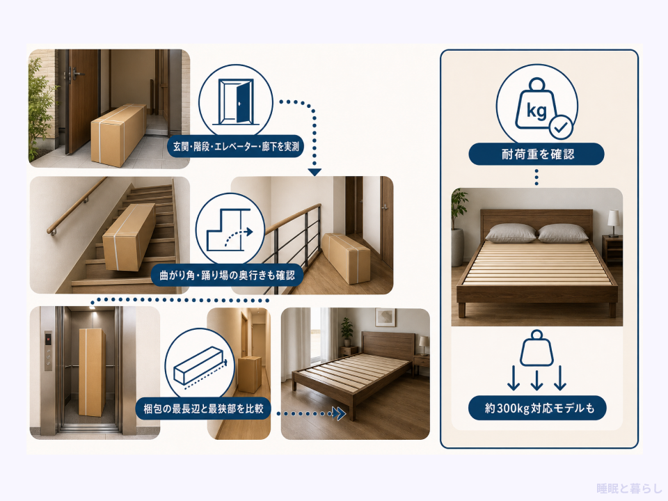 ベッド搬入前に玄関・階段・廊下と耐荷重を確認するポイント
