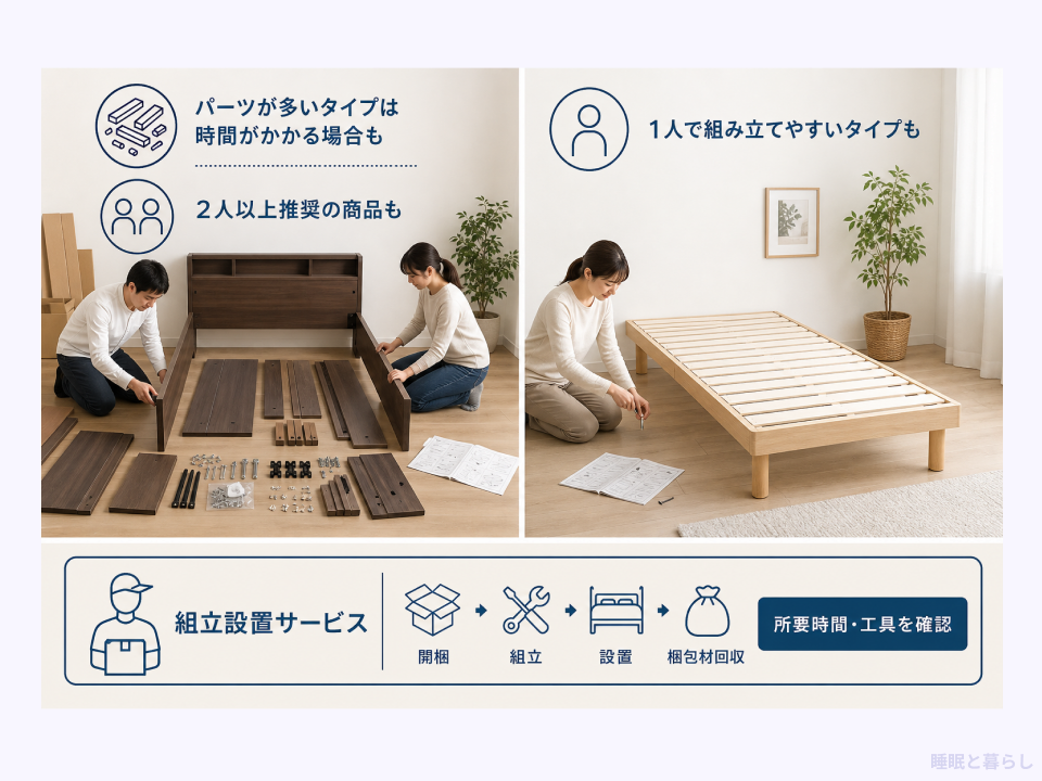 ベッドの組み立て人数・工具と組立設置サービスの確認ポイント
