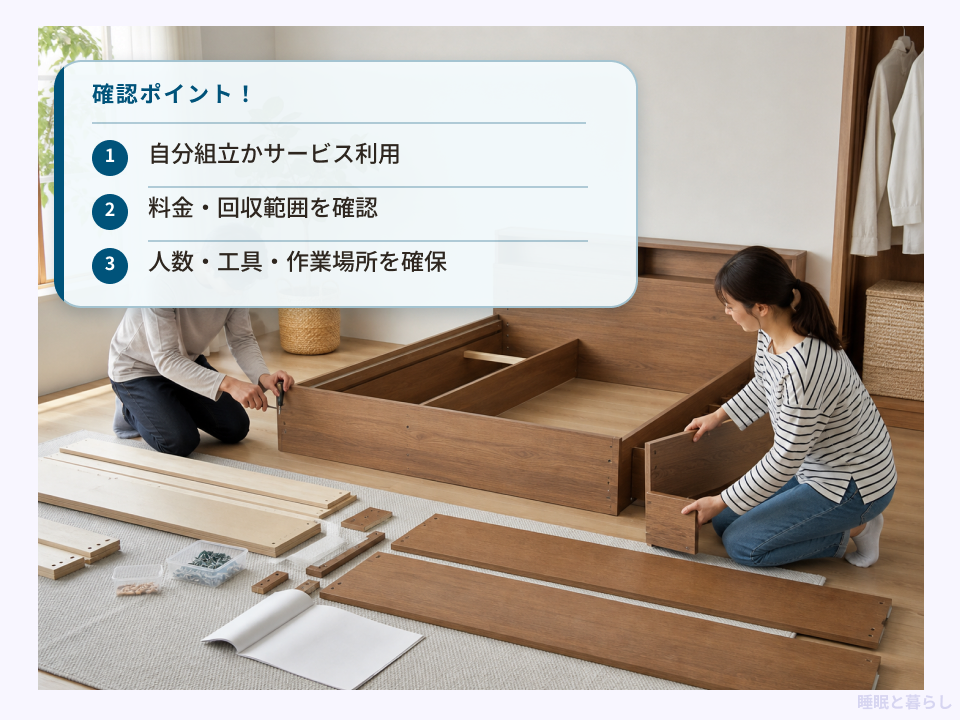 セミダブルベッドを組み立てる前の確認事項