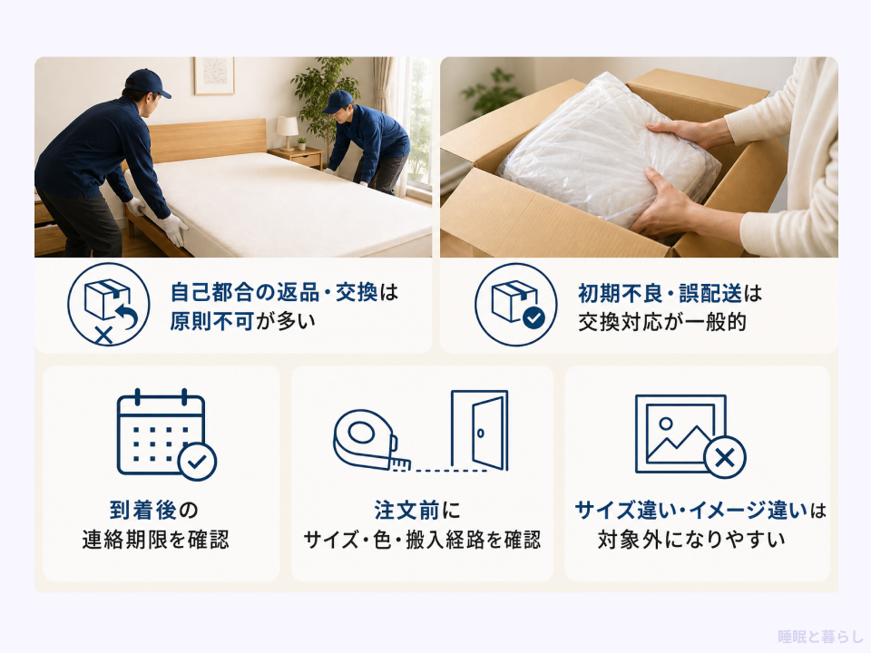 ベッドの返品・交換条件と注文前の確認ポイント