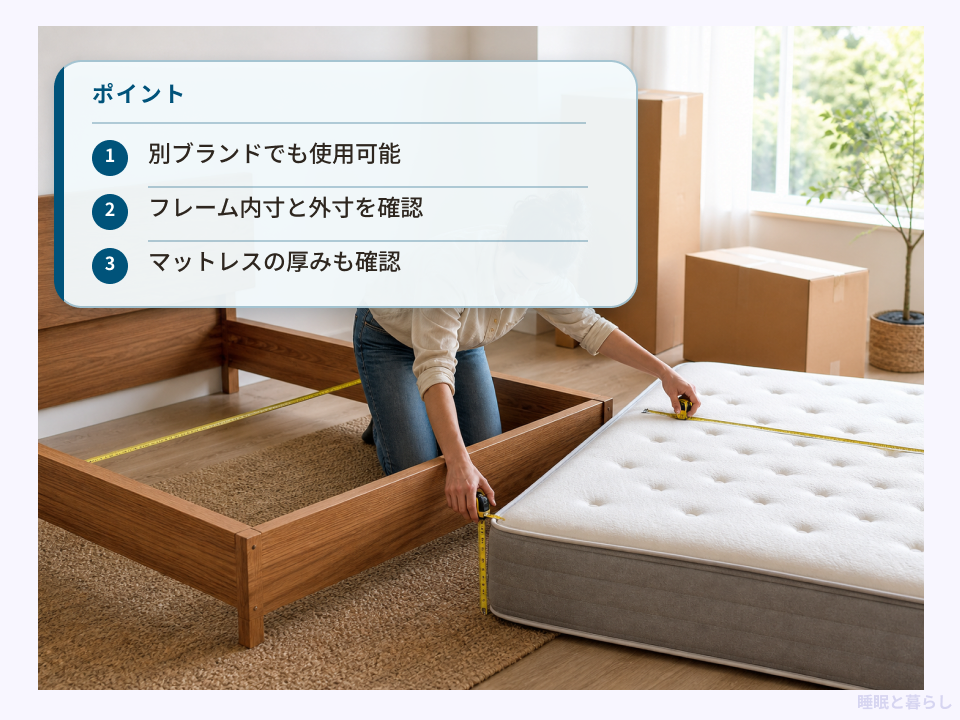 別ブランドのベッドフレームとマットレスを合わせる確認ポイント