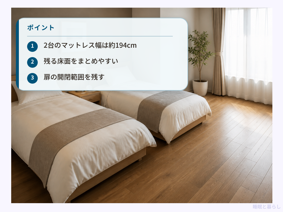 6畳相当の洋室にシングルベッドを2台置く際のポイント