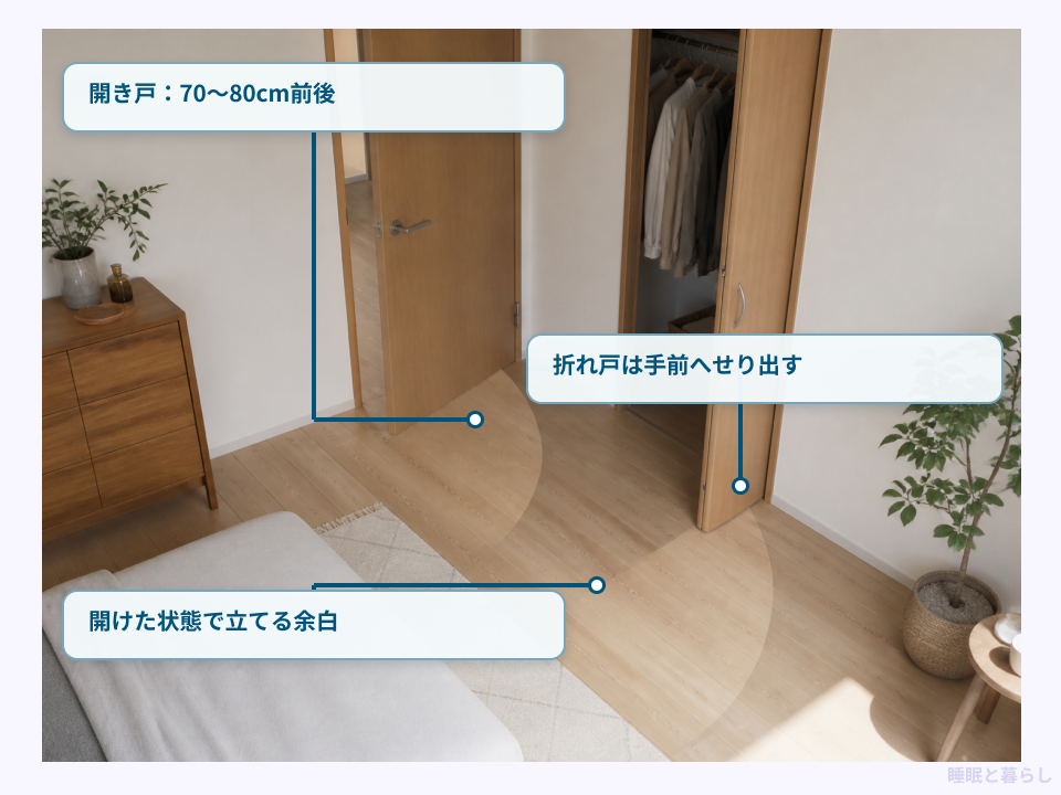 ドアとクローゼットの開閉範囲を確認するポイント