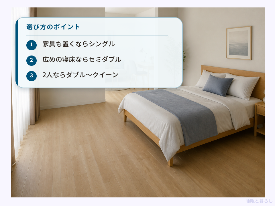 9畳に置くベッドサイズを部屋の使い方別に整理した画像
