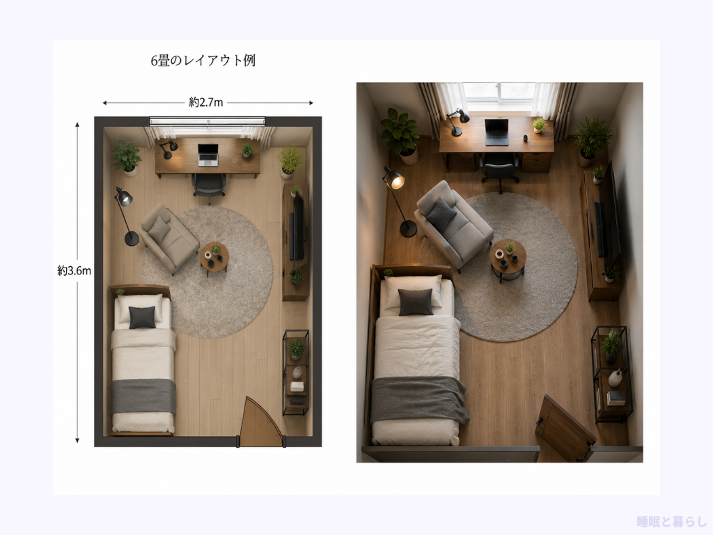 シングルベッドを置いたレイアウト