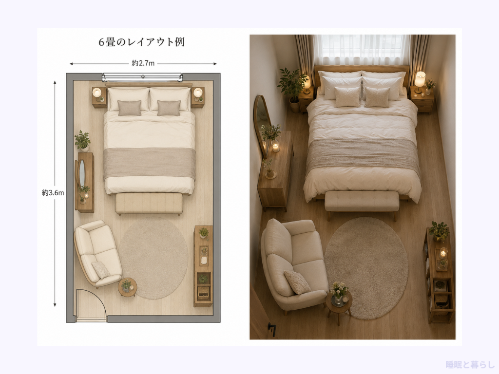 ダブルベッドを置いたレイアウト