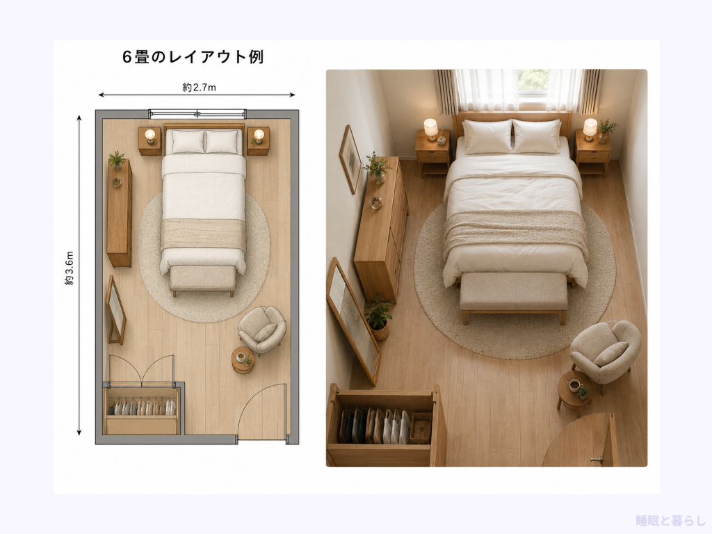 6畳の寝室のレイアウト例