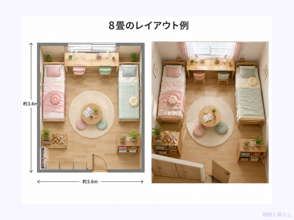 シングルベッド2台のレイアウト例
