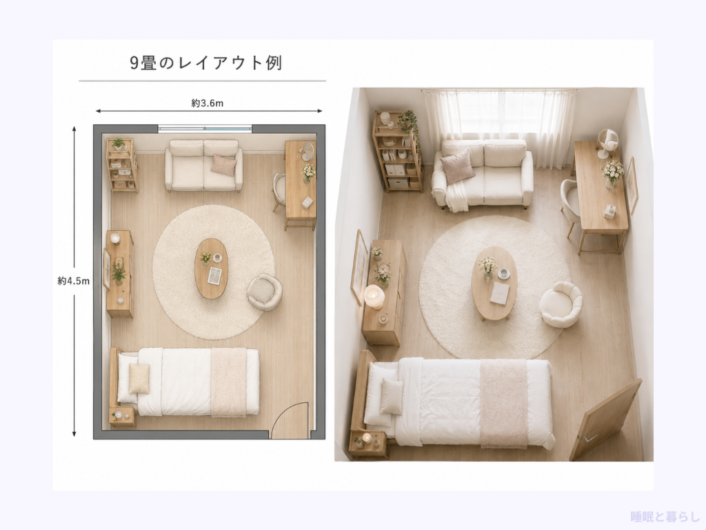 シングルベッドのレイアウト