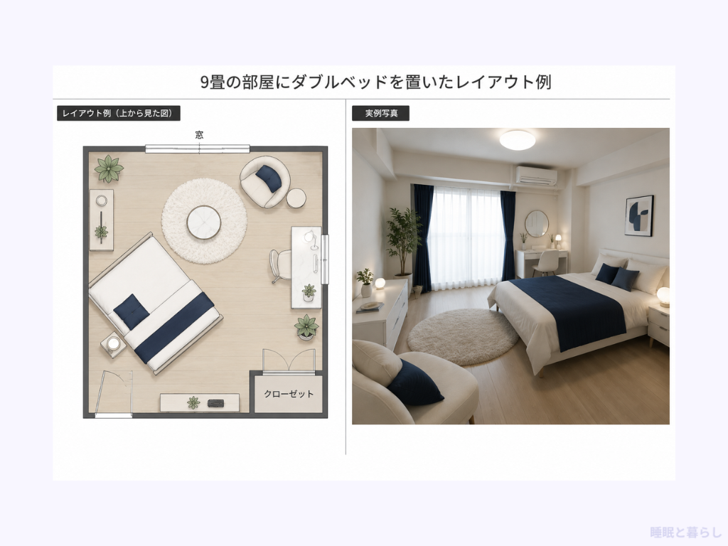 ダブルベッドのレイアウト