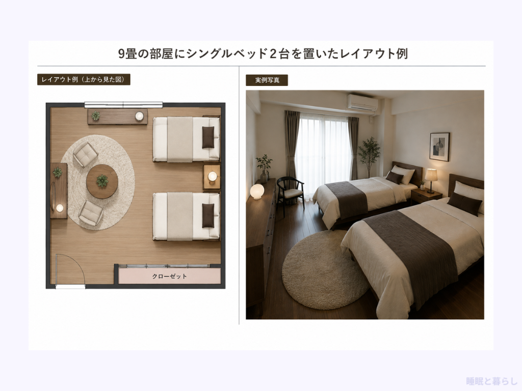 シングルベッド2台のレイアウト