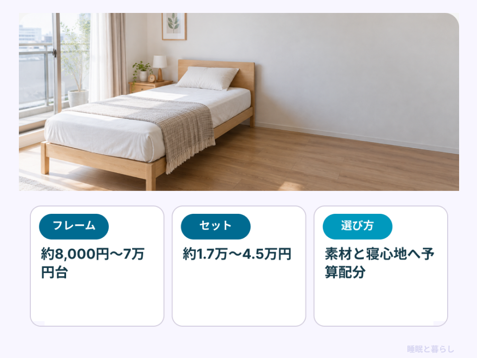 シングルベッドのフレームとセット価格の目安