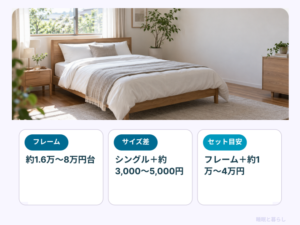 セミダブルベッドの価格とシングルとの差額の目安