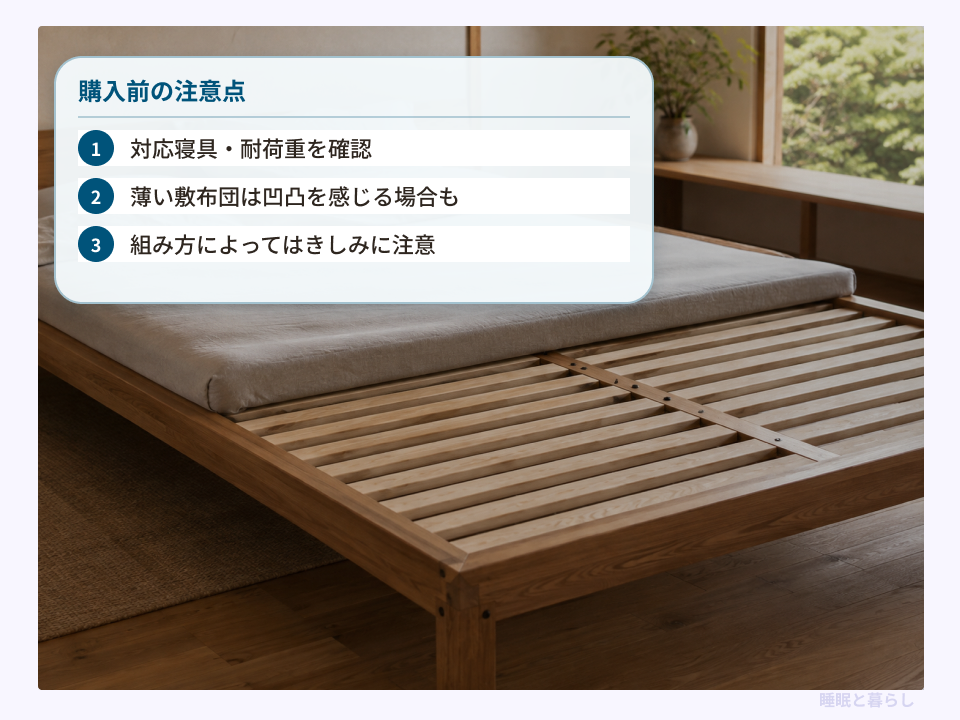 すのこベッドのデメリットをまとめた解説画像