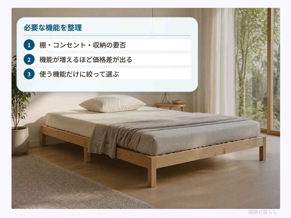 棚・コンセント・収納など必要な機能を絞るポイント