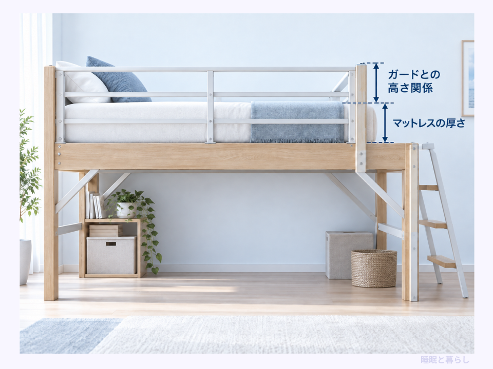 マットレスの厚さとベッドガードの高さの関係