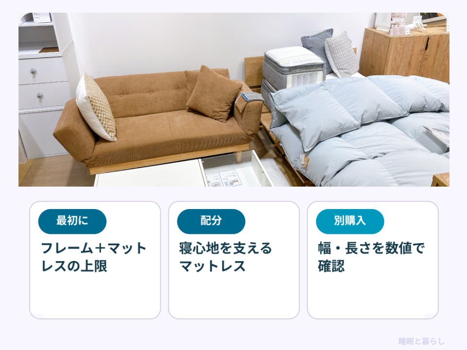 フレームとマットレスの総額から予算を配分するポイント