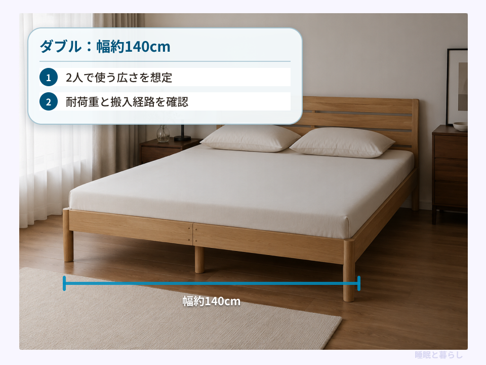 ダブルサイズのすのこベッドの幅と確認ポイント