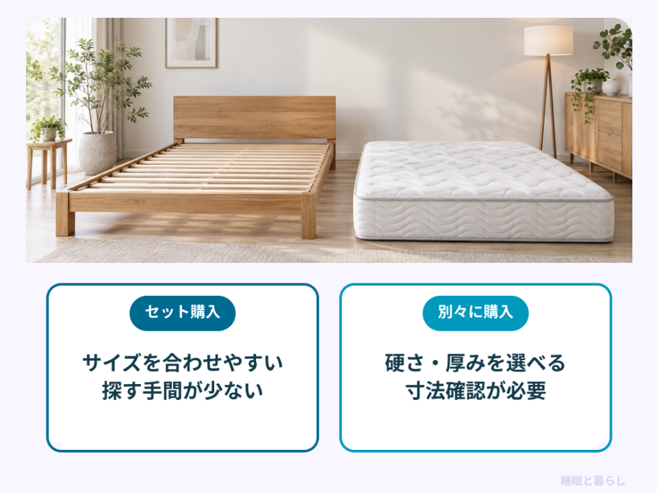 ベッドフレームとマットレスをセット購入・別購入する違い