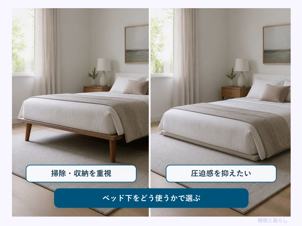 脚ありベッドと脚なしベッドの使い方の比較