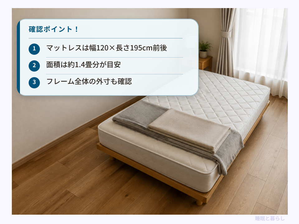 セミダブルマットレスの寸法の目安とフレーム外寸の確認ポイント