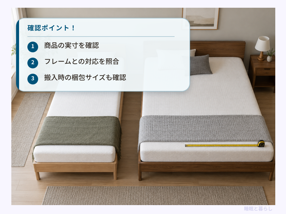 ベッドの実寸と対応するフレームサイズを確認するポイント