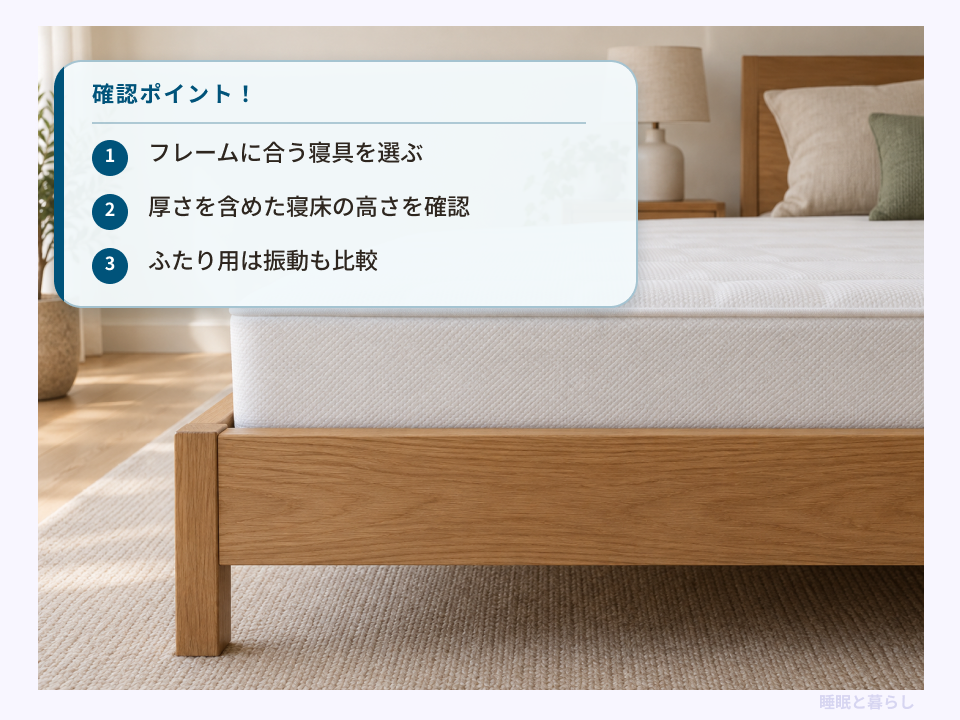 ベッドフレームに合う寝具と寝床の高さを確認するポイント