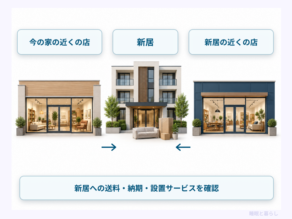 今の家と新居の近くにある店から新居へ家具を届ける購入先の選び方