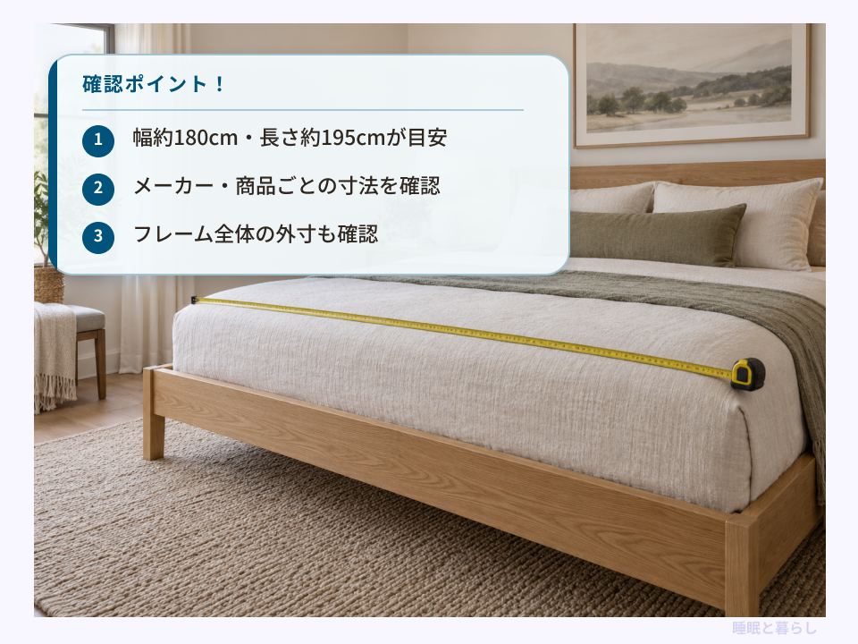 キングベッドのサイズとフレーム外寸を確認するポイント
